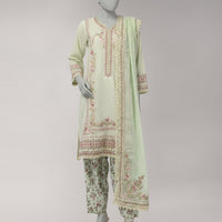 Lawn Green Unstitched Suit - J. Junaid Jamshed
