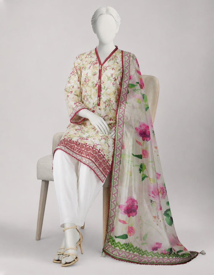 Lawn Multicolor Unstitched Suit - J. Junaid Jamshed