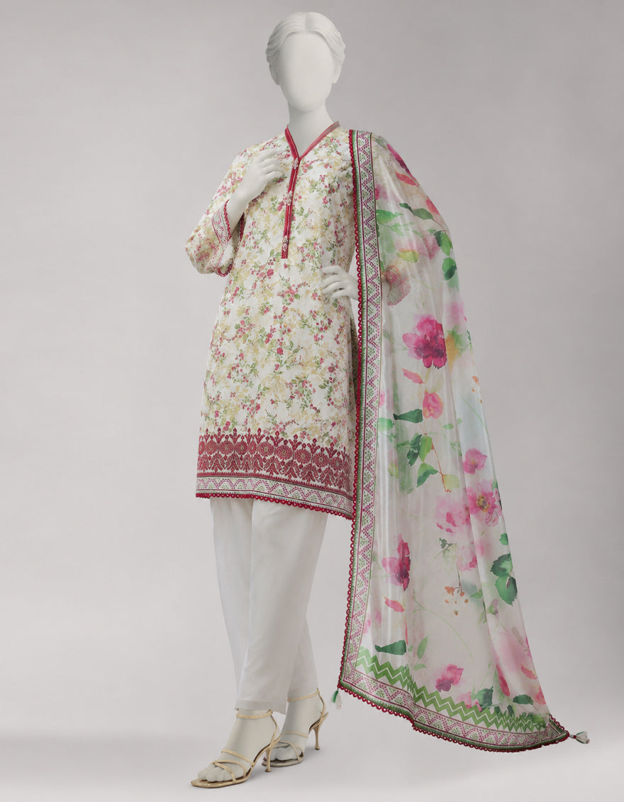 Lawn Multicolor Unstitched Suit - J. Junaid Jamshed