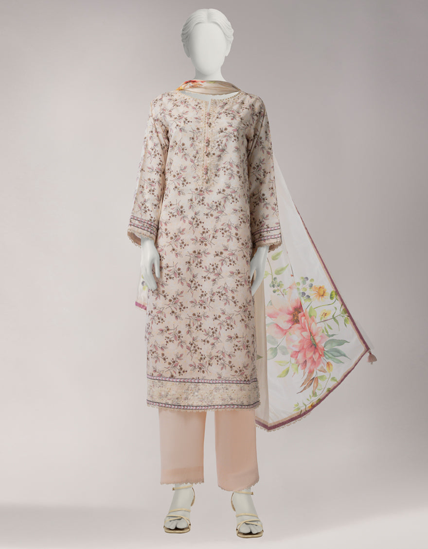 Lawn Multicolor Unstitched Suit - J. Junaid Jamshed