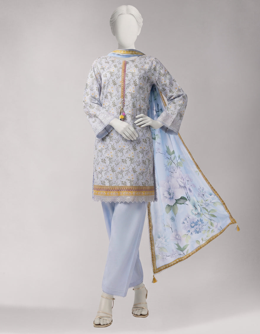 Lawn Multicolor Unstitched Suit - J. Junaid Jamshed