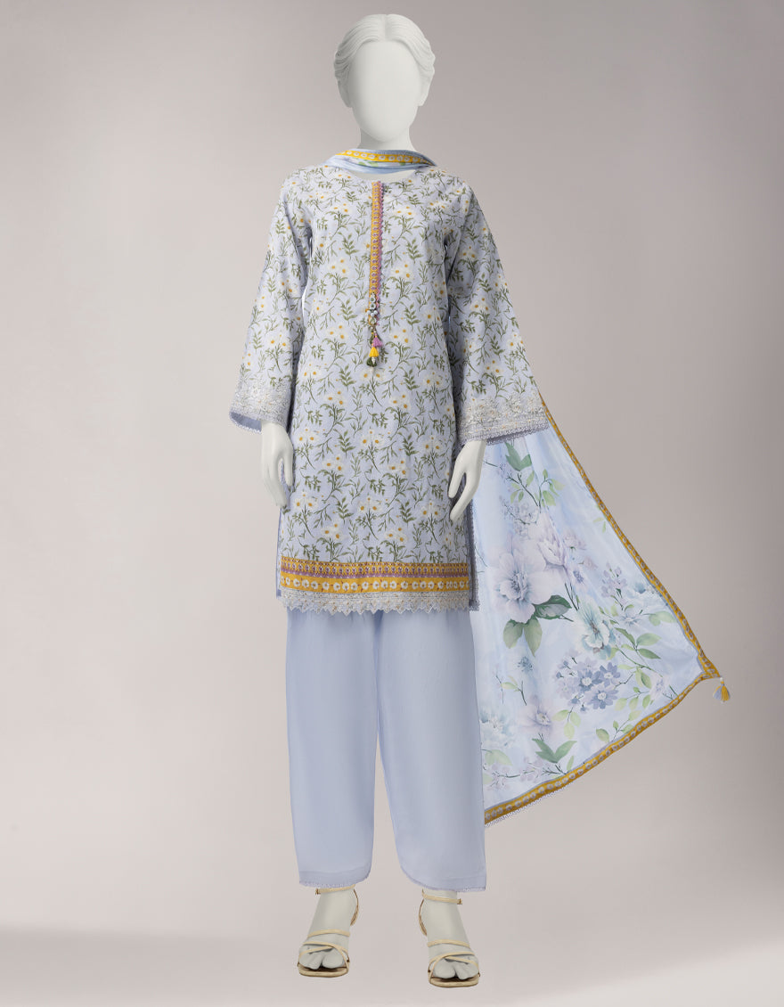 Lawn Multicolor Unstitched Suit - J. Junaid Jamshed
