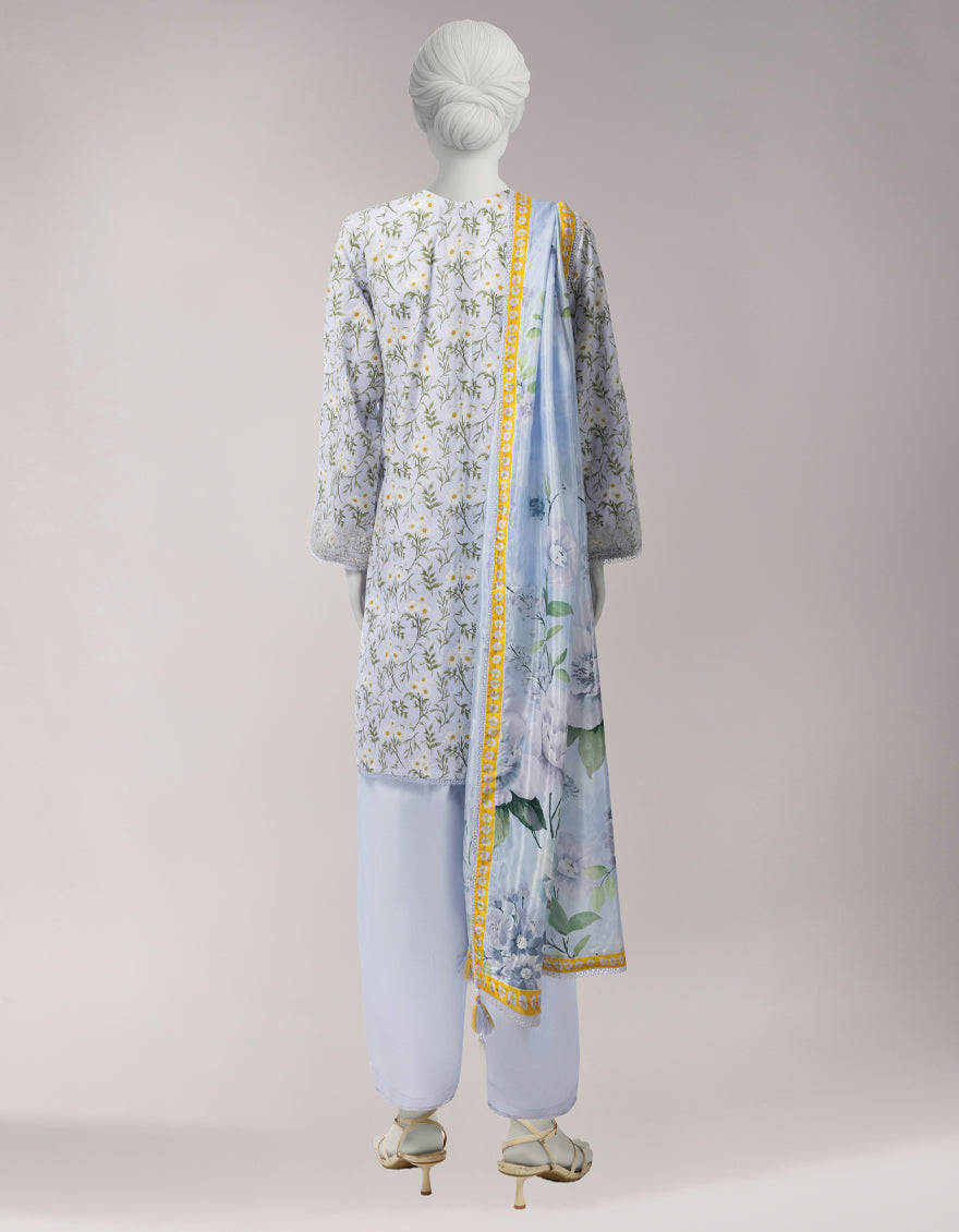 Lawn Multicolor Unstitched Suit - J. Junaid Jamshed