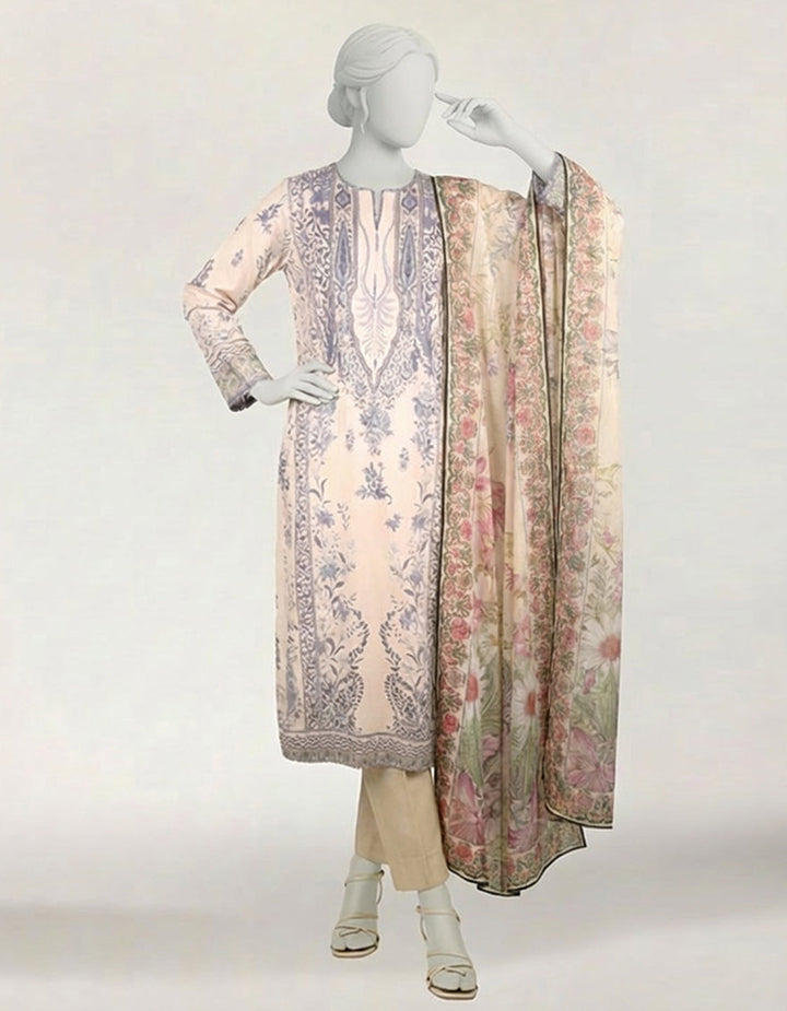 Lawn Pink Stitched Suit - J. Junaid Jamshed