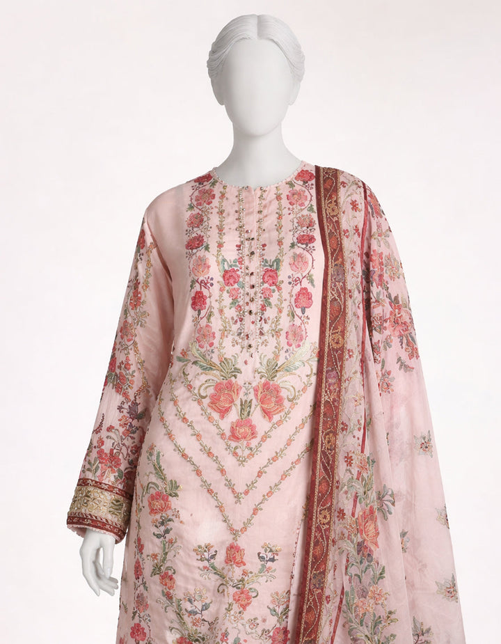 Lawn Pink Stitched Suit - J. Junaid Jamshed
