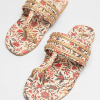 Silk Beige Chappal - J. Junaid Jamshed