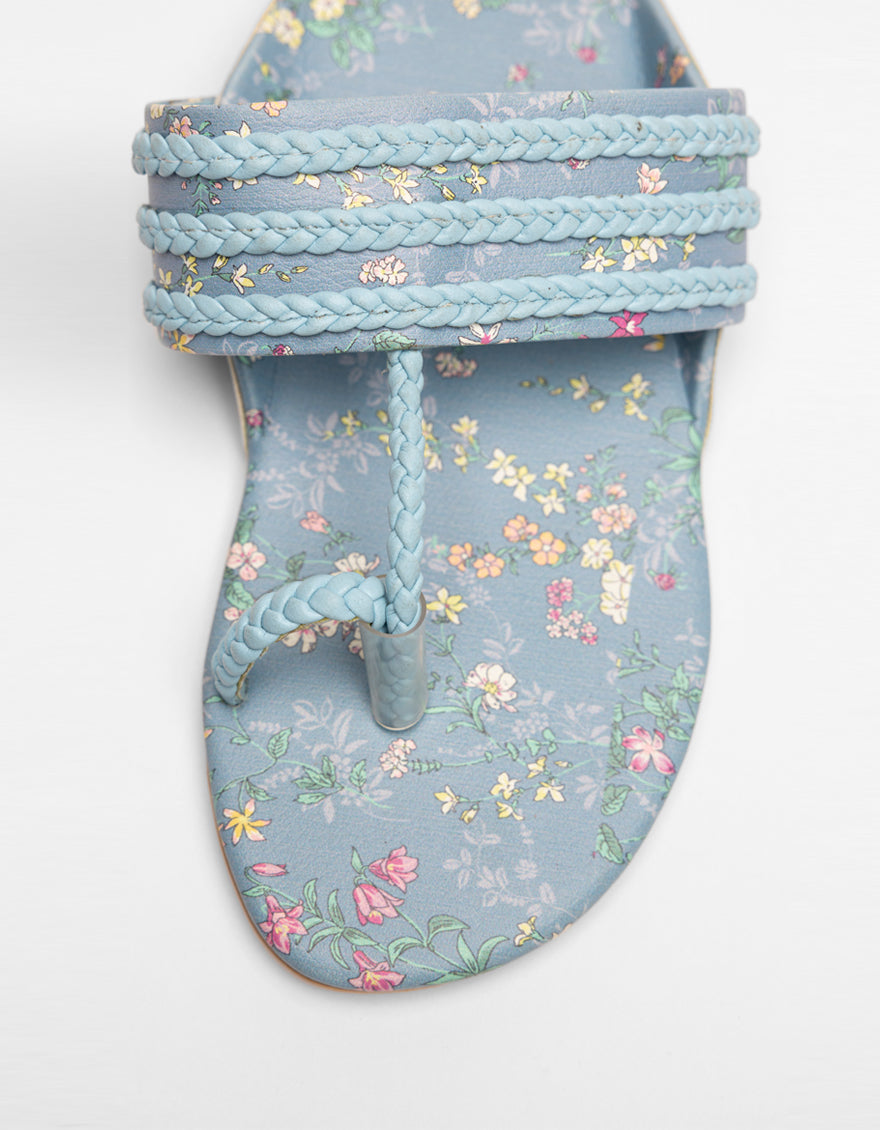 Silk Blue Chappal - J. Junaid Jamshed