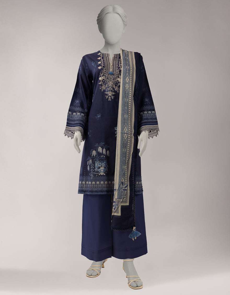 Lawn Multicolor Unstitched Suit - J. Junaid Jamshed
