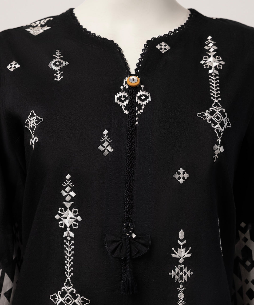 Lawn Black Stitched Suit - J. Junaid Jamshed