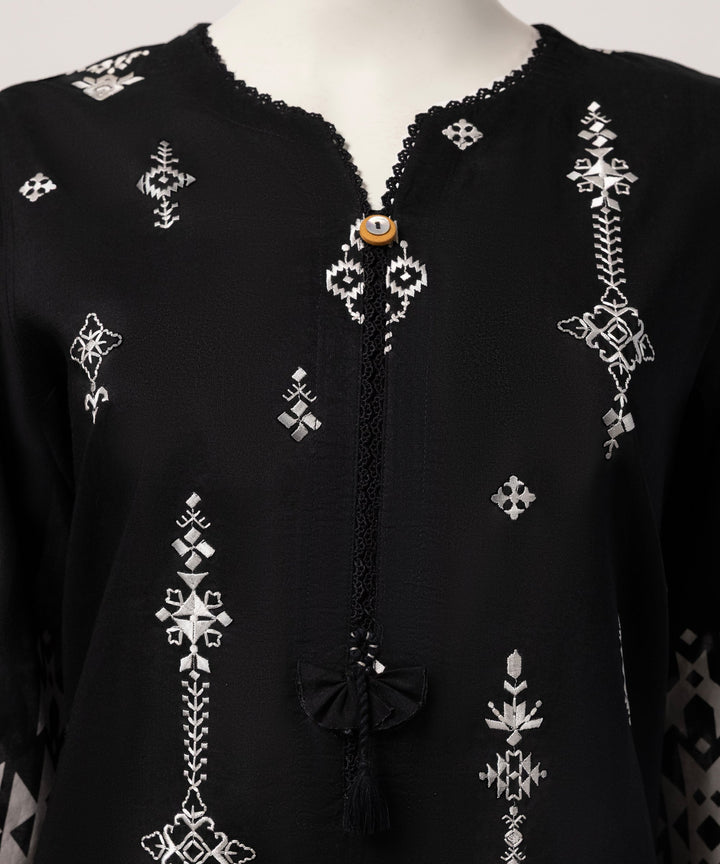 Lawn Black Stitched Suit - J. Junaid Jamshed
