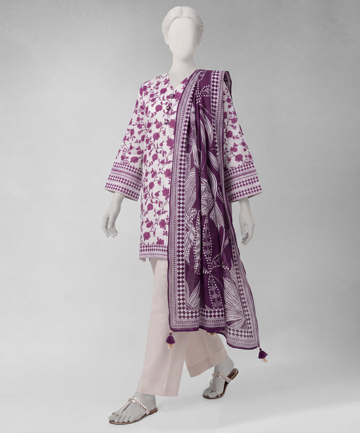 Slub Lawn Multicolor Unstitched Suit - J. Junaid Jamshed