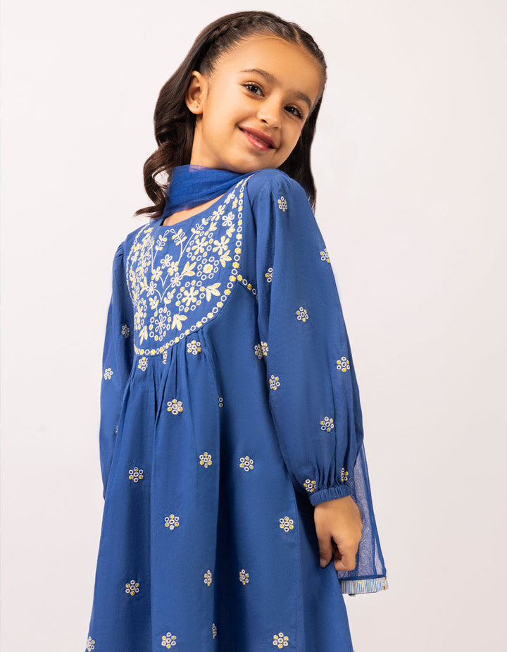 Lawn Blue Stitched Suit - J. Junaid Jamshed