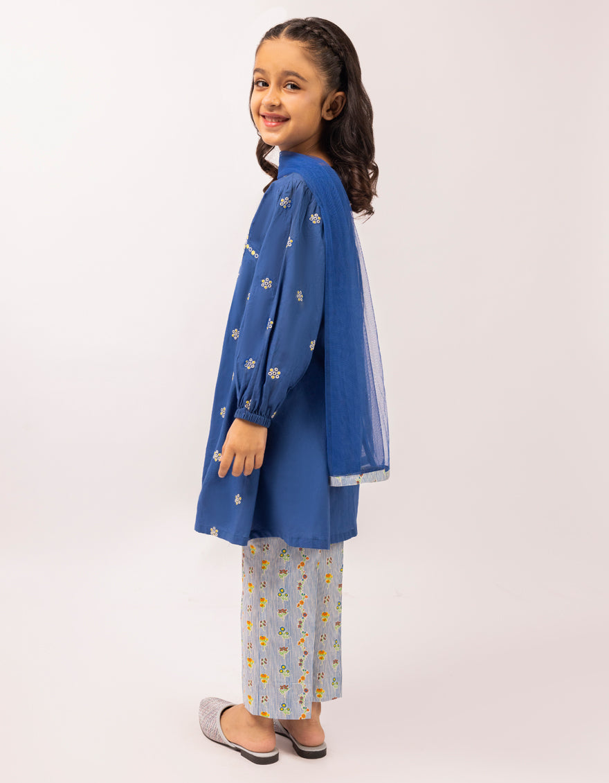 Lawn Blue Stitched Suit - J. Junaid Jamshed