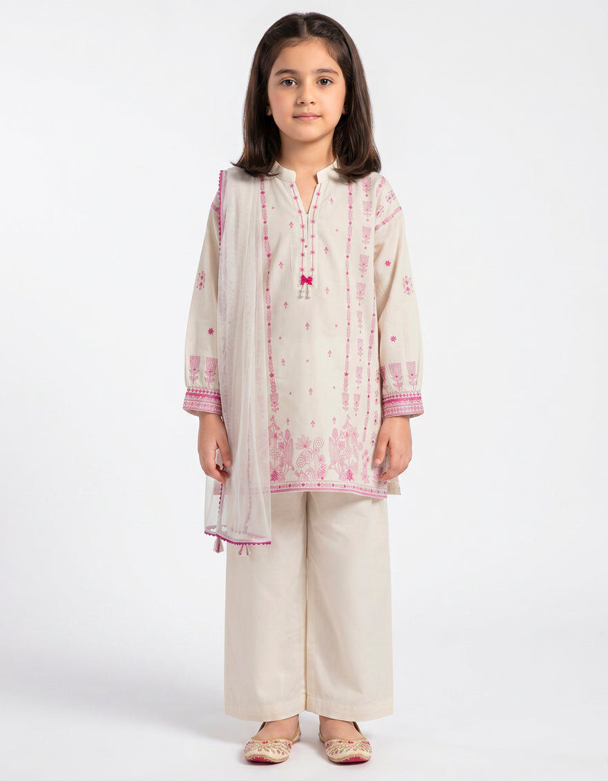 Lawn Off White Stitched Suit - J. Junaid Jamshed