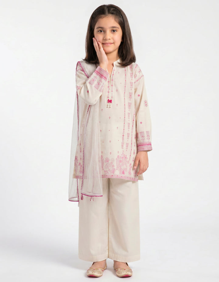 Lawn Off White Stitched Suit - J. Junaid Jamshed