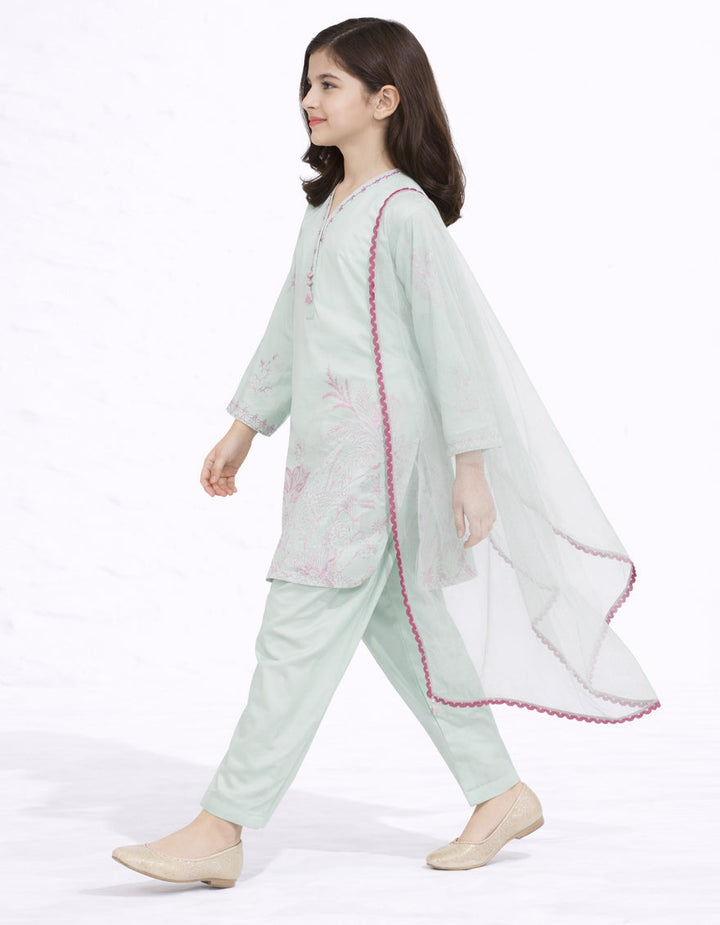 Lawn Green Stitched Suit - J. Junaid Jamshed