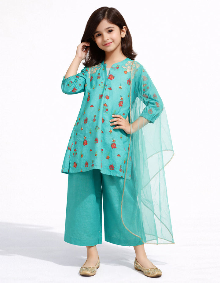 Lawn Green Stitched Suit - J. Junaid Jamshed