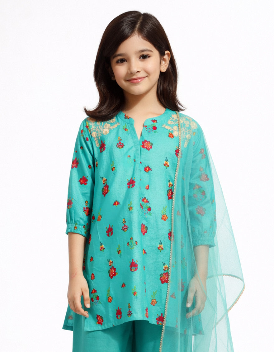 Lawn Green Stitched Suit - J. Junaid Jamshed