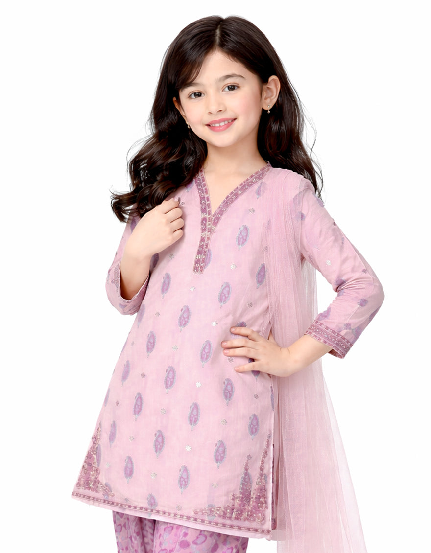 Lawn Purple Stitched Suit - J. Junaid Jamshed