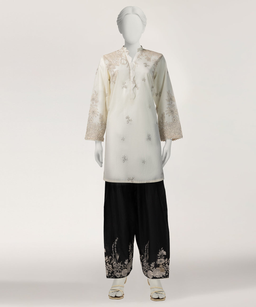 Lawn Off White Stitched Suit - J. Junaid Jamshed