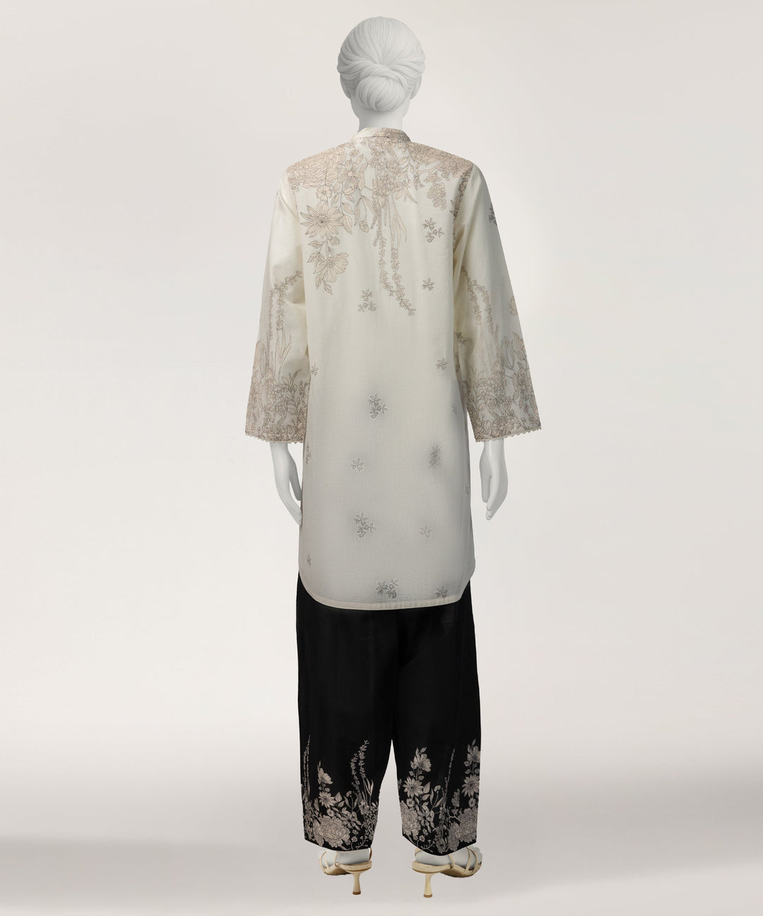 Lawn Off White Stitched Suit - J. Junaid Jamshed