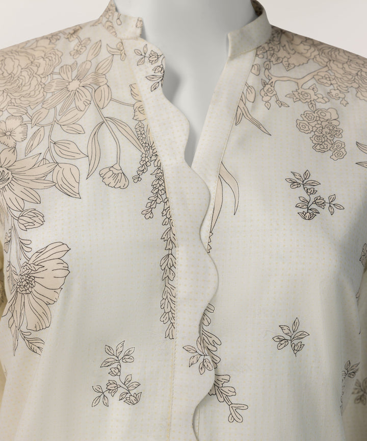 Lawn Off White Stitched Suit - J. Junaid Jamshed