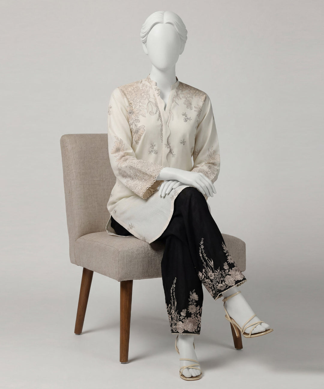 Lawn Off White Stitched Suit - J. Junaid Jamshed