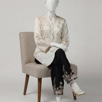 Lawn Off White Stitched Suit - J. Junaid Jamshed
