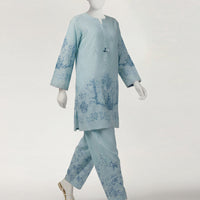 Lawn Sky Blue Stitched Suit - J. Junaid Jamshed