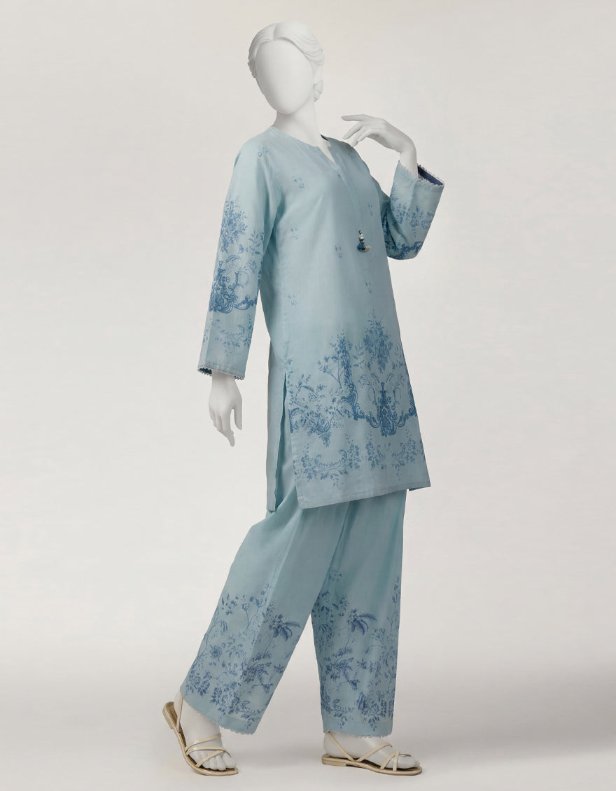 Lawn Sky Blue Stitched Suit - J. Junaid Jamshed