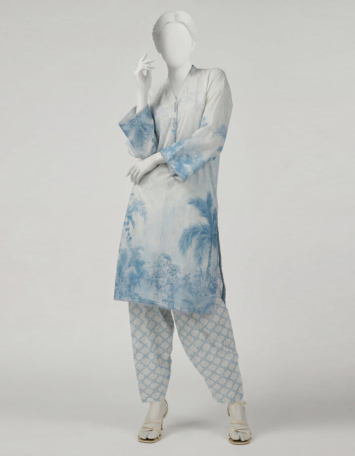 Lawn Off White Stitched Suit - J. Junaid Jamshed