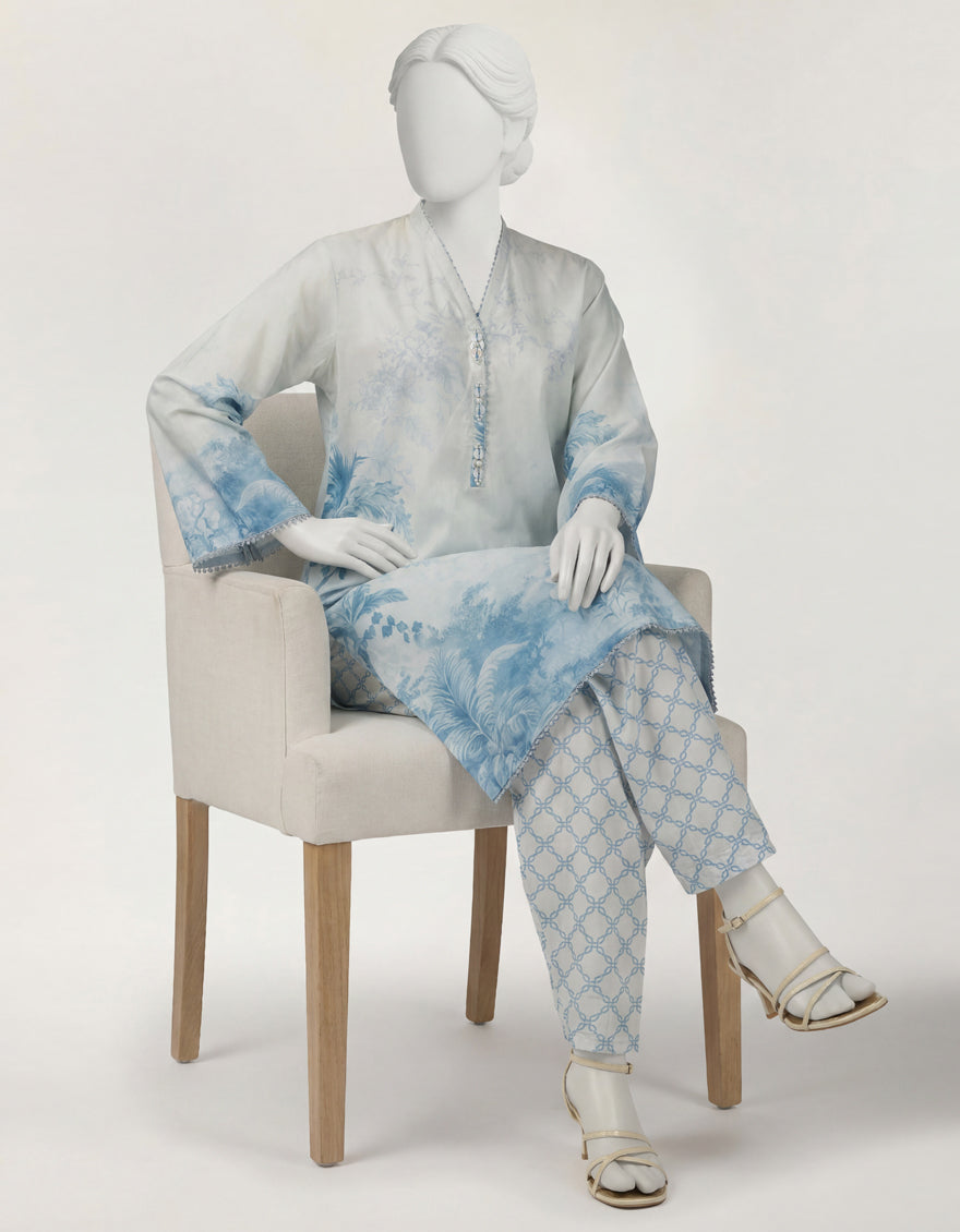 Lawn Off White Stitched Suit - J. Junaid Jamshed