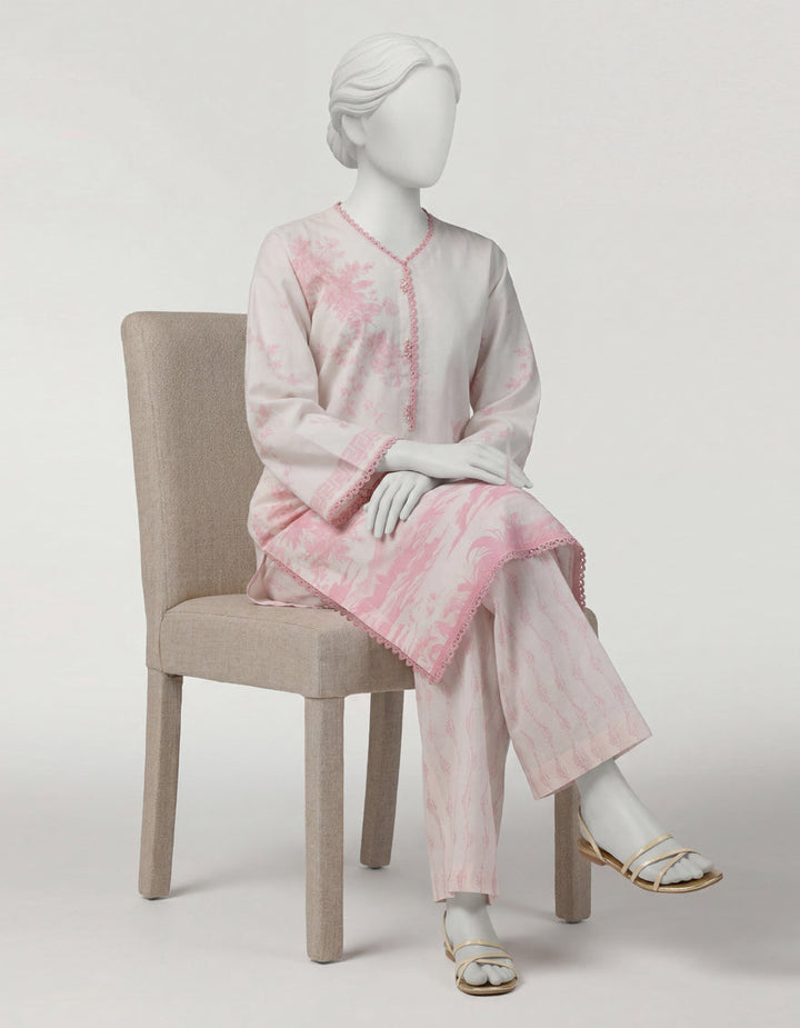 Lawn Light Pink Stitched Suit - J. Junaid Jamshed