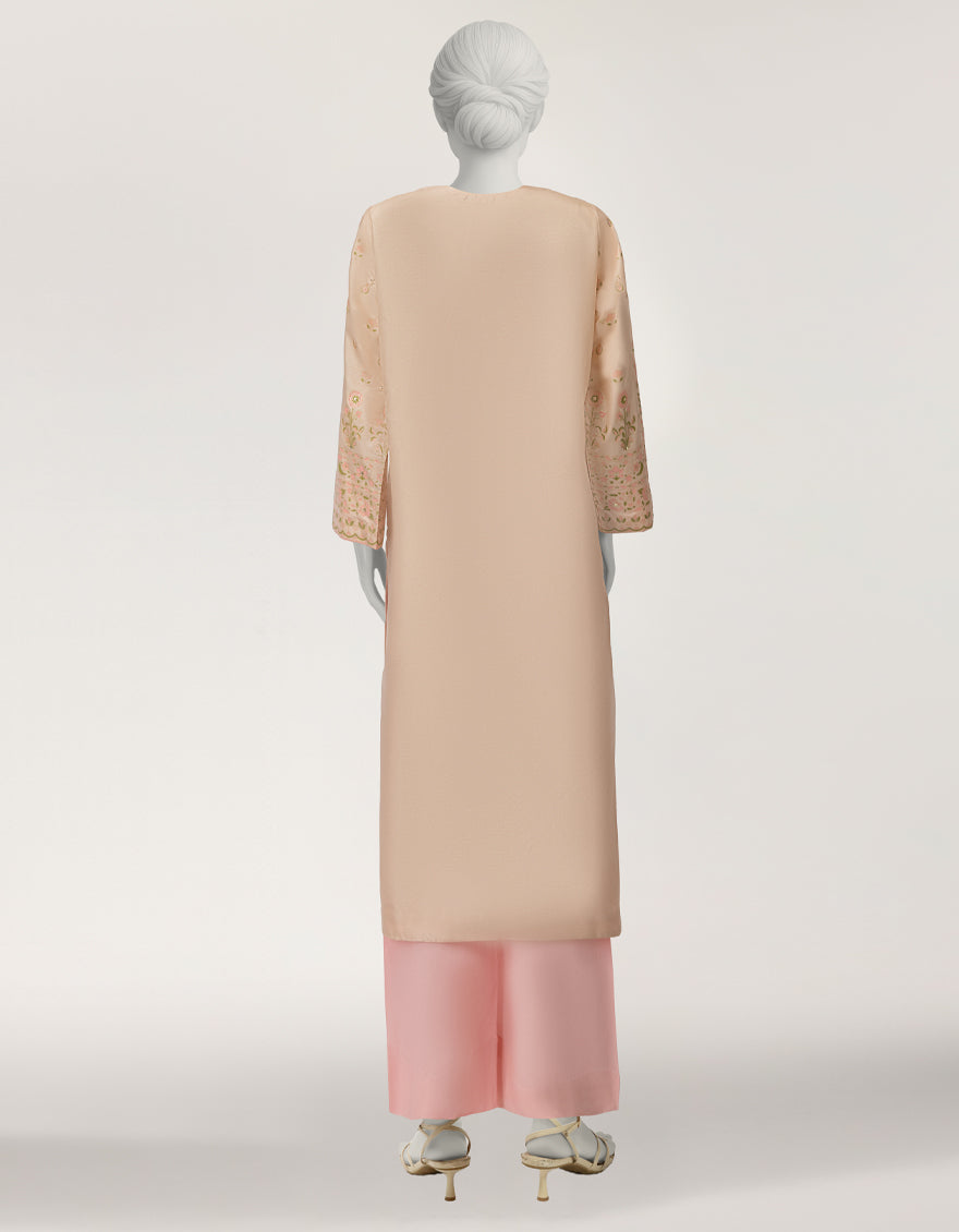 Raw Silk Beige Kurti - J. Junaid Jamshed