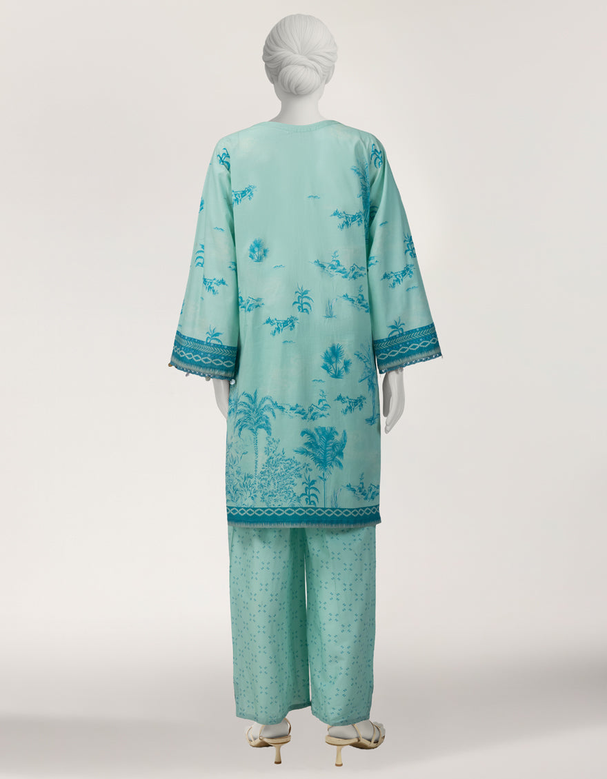 Lawn Sea Green Stitched Suit - J. Junaid Jamshed