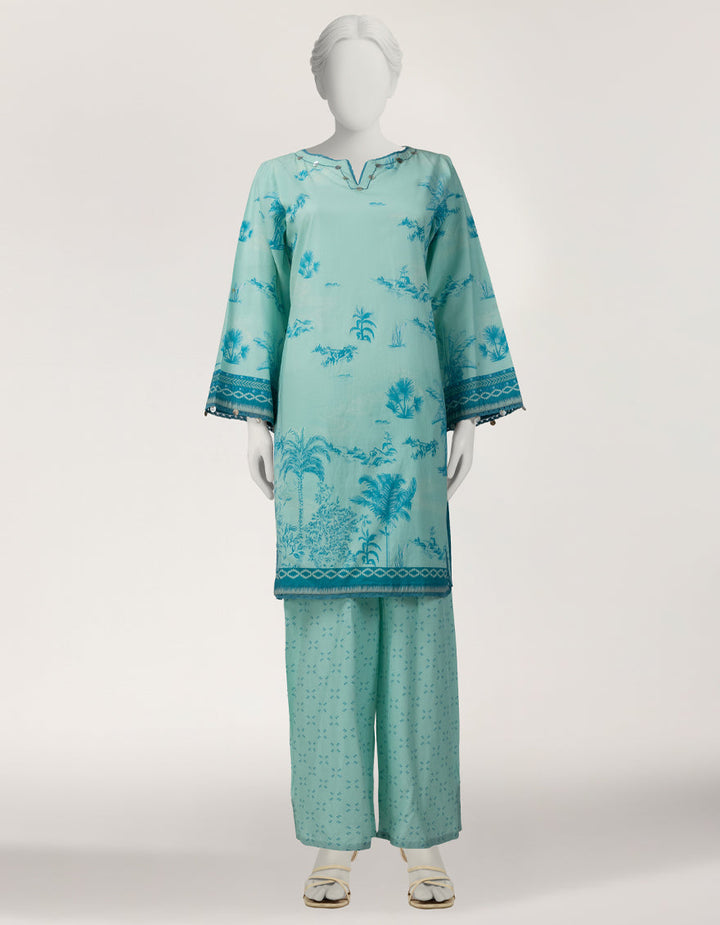 Lawn Sea Green Stitched Suit - J. Junaid Jamshed