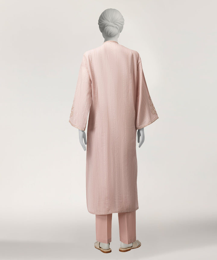 Jacquard Pink Stitched Suit - J. Junaid Jamshed