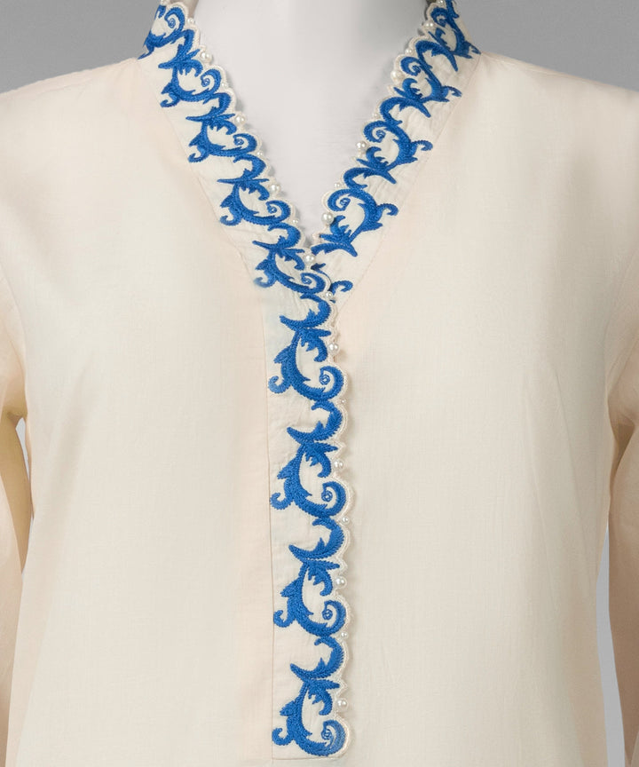 Cambric Off White Unstitched Suit - J. Junaid Jamshed