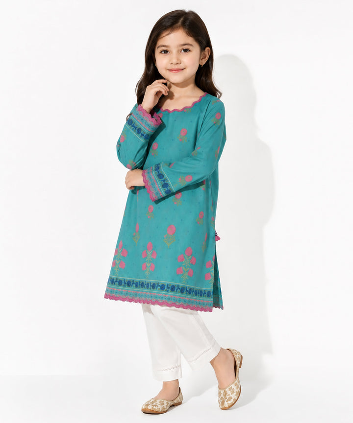 Lawn Aqua Green Kurti - J. Junaid Jamshed