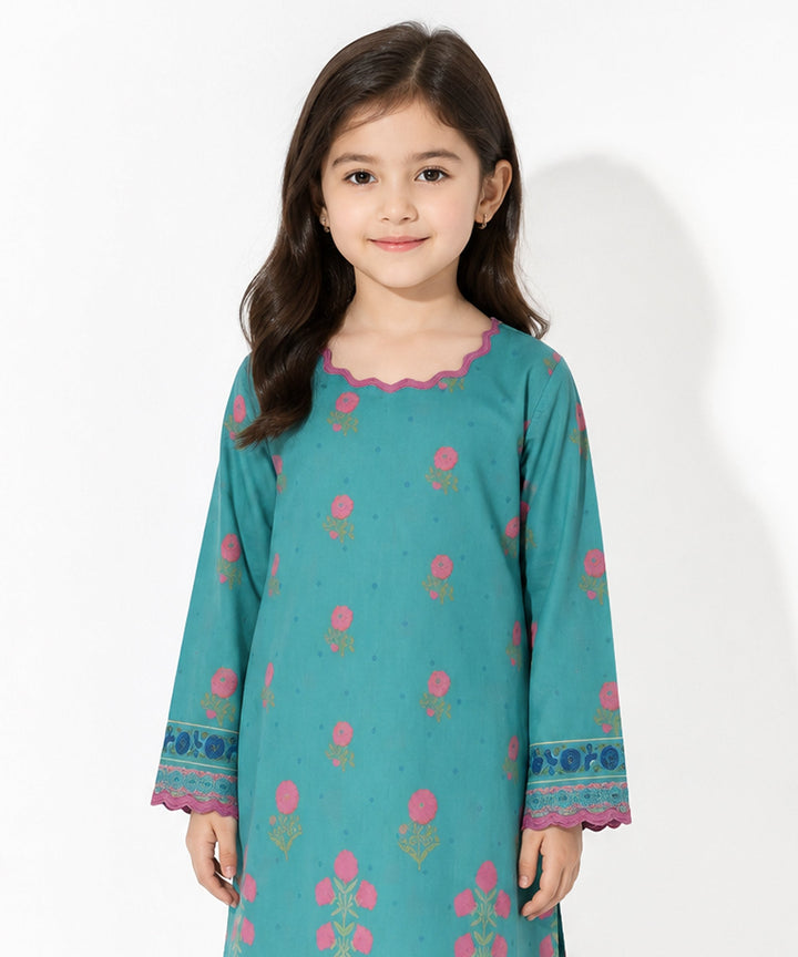 Lawn Aqua Green Kurti - J. Junaid Jamshed