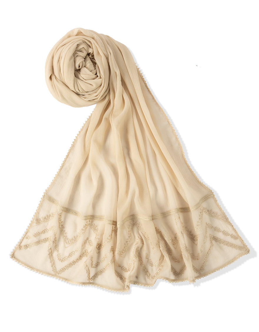 Chiffon Beige Dupatta - J. Junaid Jamshed
