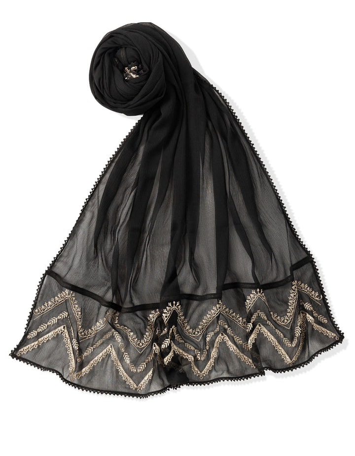 Chiffon Black Dupatta - J. Junaid Jamshed