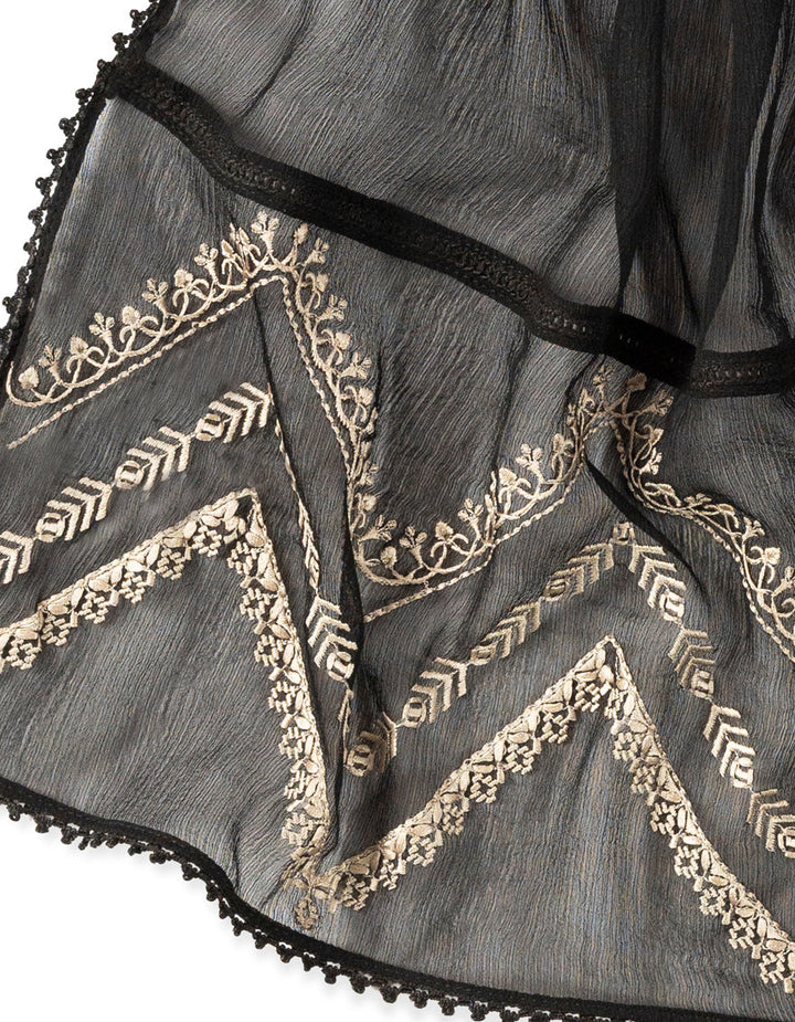 Chiffon Black Dupatta - J. Junaid Jamshed