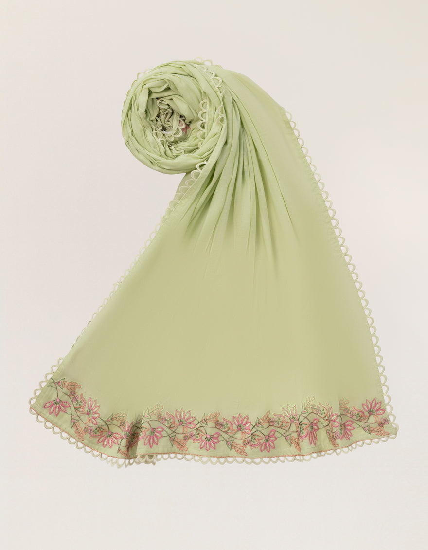 Lawn Green Dupatta - J. Junaid Jamshed