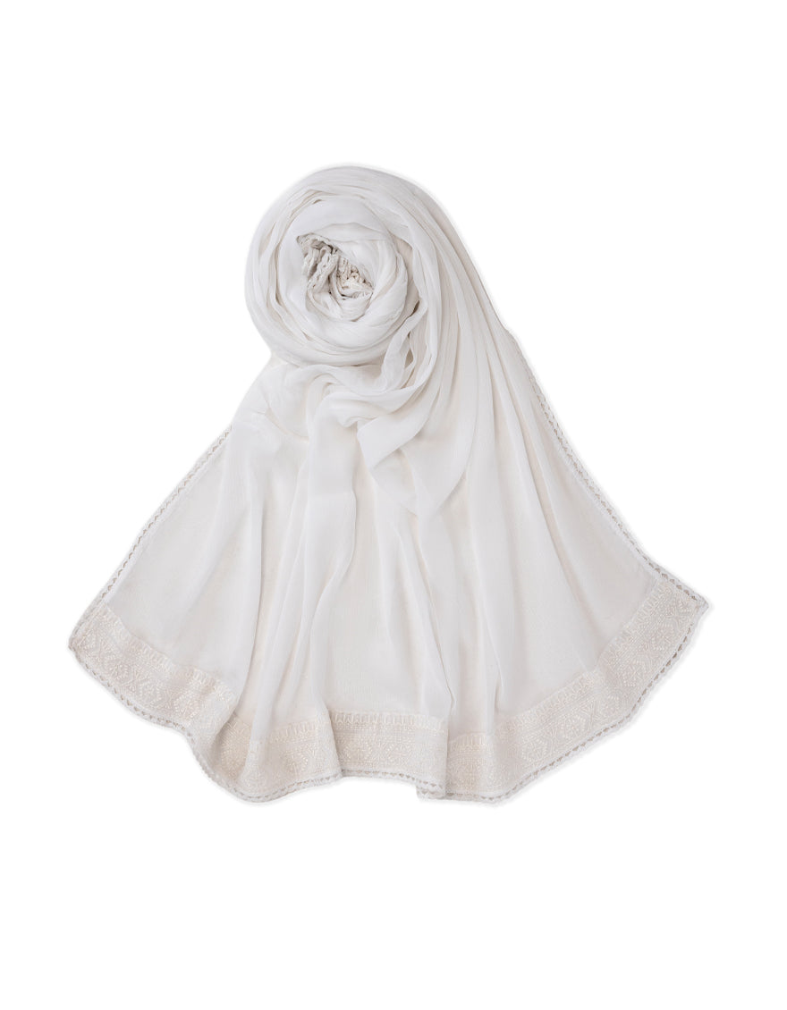 White Dupatta - J. Junaid Jamshed