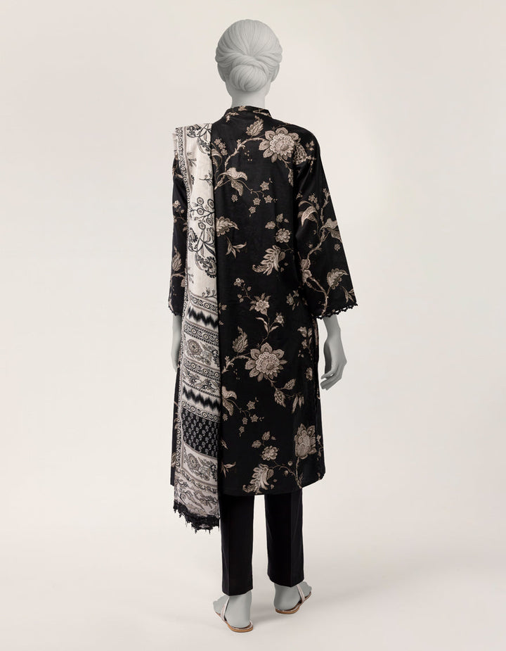 Lawn Black Stitched Suit - J. Junaid Jamshed