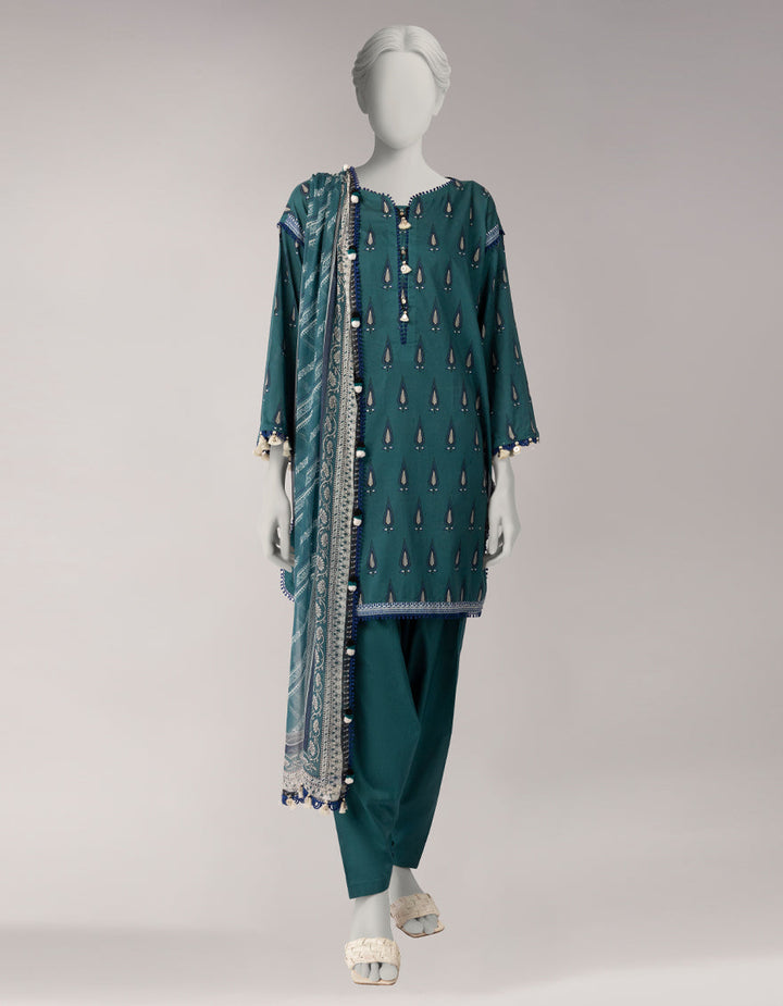 Lawn Multicolor Unstitched Suit - J. Junaid Jamshed