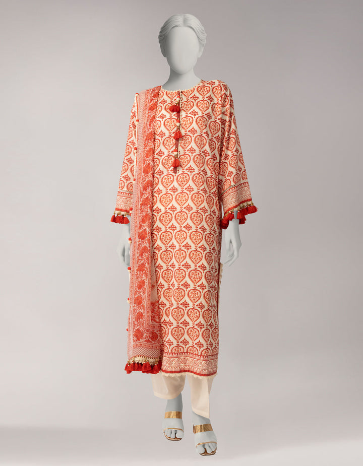 Lawn Multicolor Unstitched Suit - J. Junaid Jamshed
