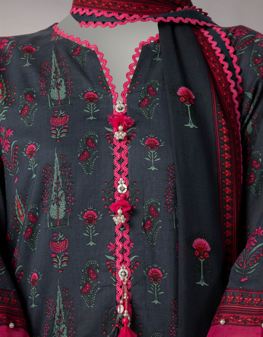 Lawn Multicolor Unstitched Suit - J. Junaid Jamshed