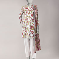 Lawn White Unstitched Suit - J. Junaid Jamshed